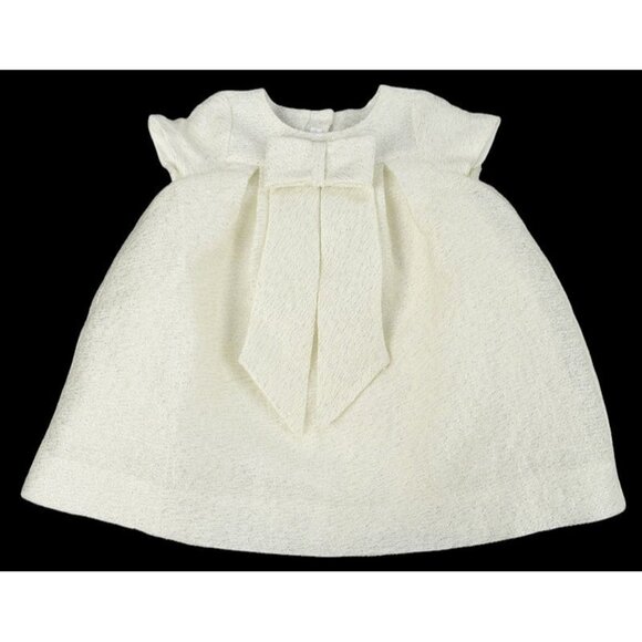 LITTLE BEAR PARTY Baby Ivory Bow Front Mohair Short Sleeve Dress 9M Italy NWT